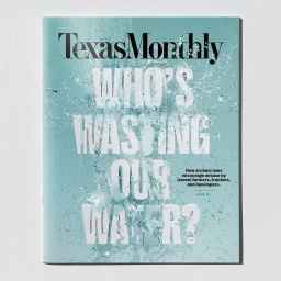 CGI magazine cover with turquoise water splashes over large white typography on a light gray background by Sean and Eve