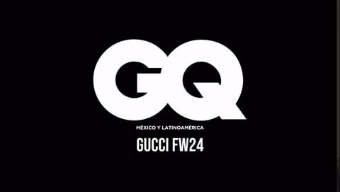 Black background with the white GQ logo, text 'México y Latinoamérica', and 'GUCCI FW24', presenting fashion and editorial content.