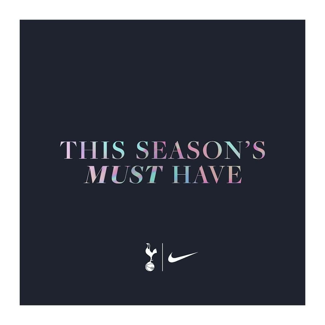 Tottenham Hotspur promotional image with 'This Season's Must Have' text, club and Nike logos on a dark blue backdrop.