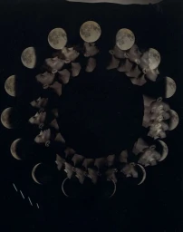 Surreal portrait photography featuring repeating profile silhouettes arranged in a circular lunar phases pattern by Stefan Milev