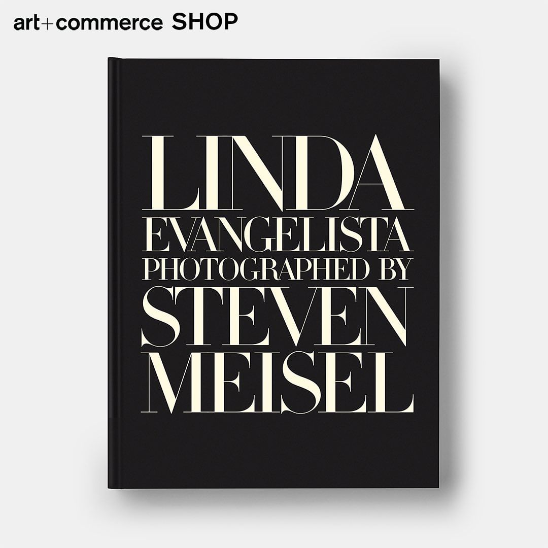 Book cover featuring Linda Evangelista photographed by Steven Meisel, displayed against a soft grey backdrop.