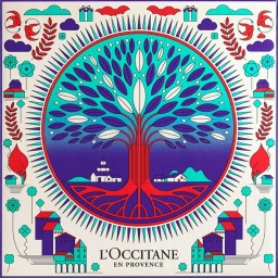 Detailed illustrated artwork by Steven Wilson featuring a large central tree inside a colorful circular frame with decorative buildings and flora.
