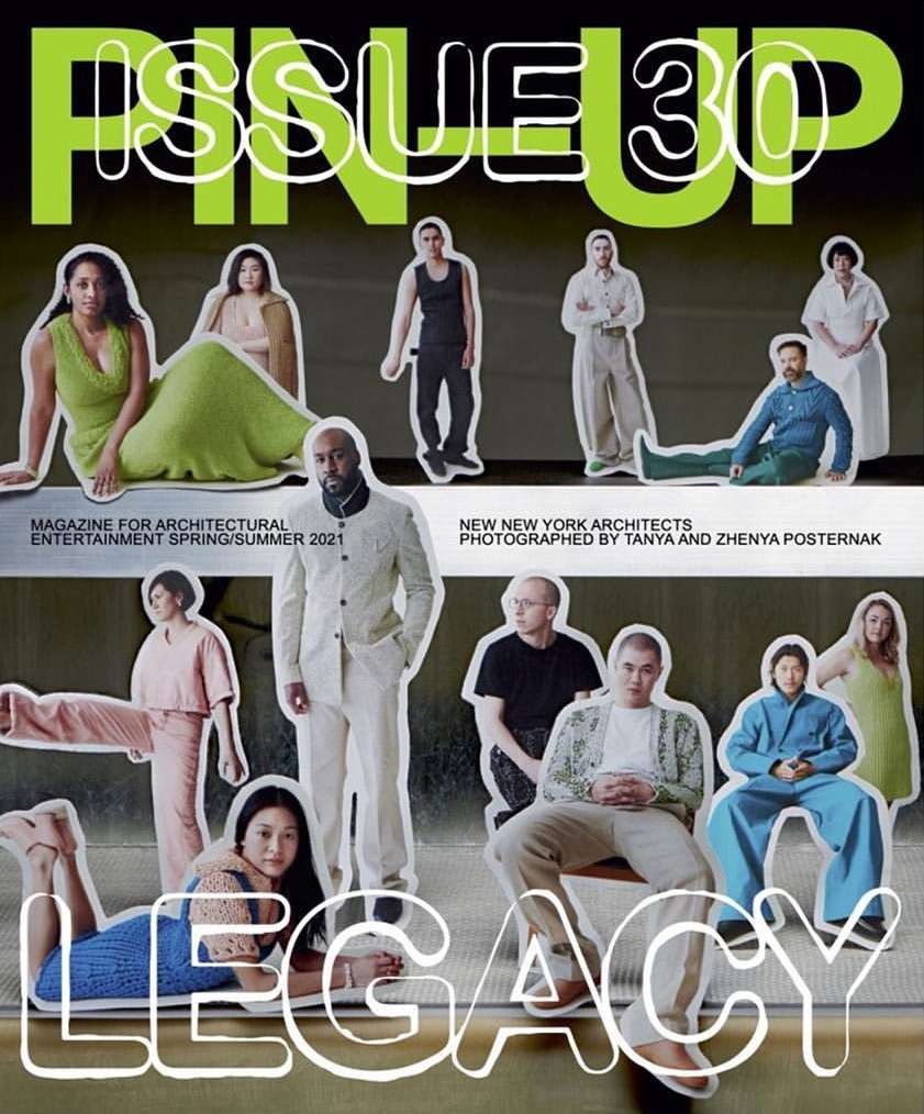 Magazine cover featuring a collage of people in various poses against a green and black background with the words 'Pin-Up Issue 30 Legacy'.
