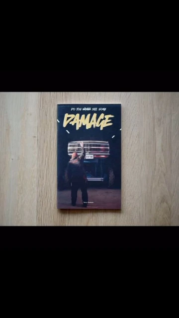 Promotional book cover displays an image of a person standing next to a monster truck against a black background.