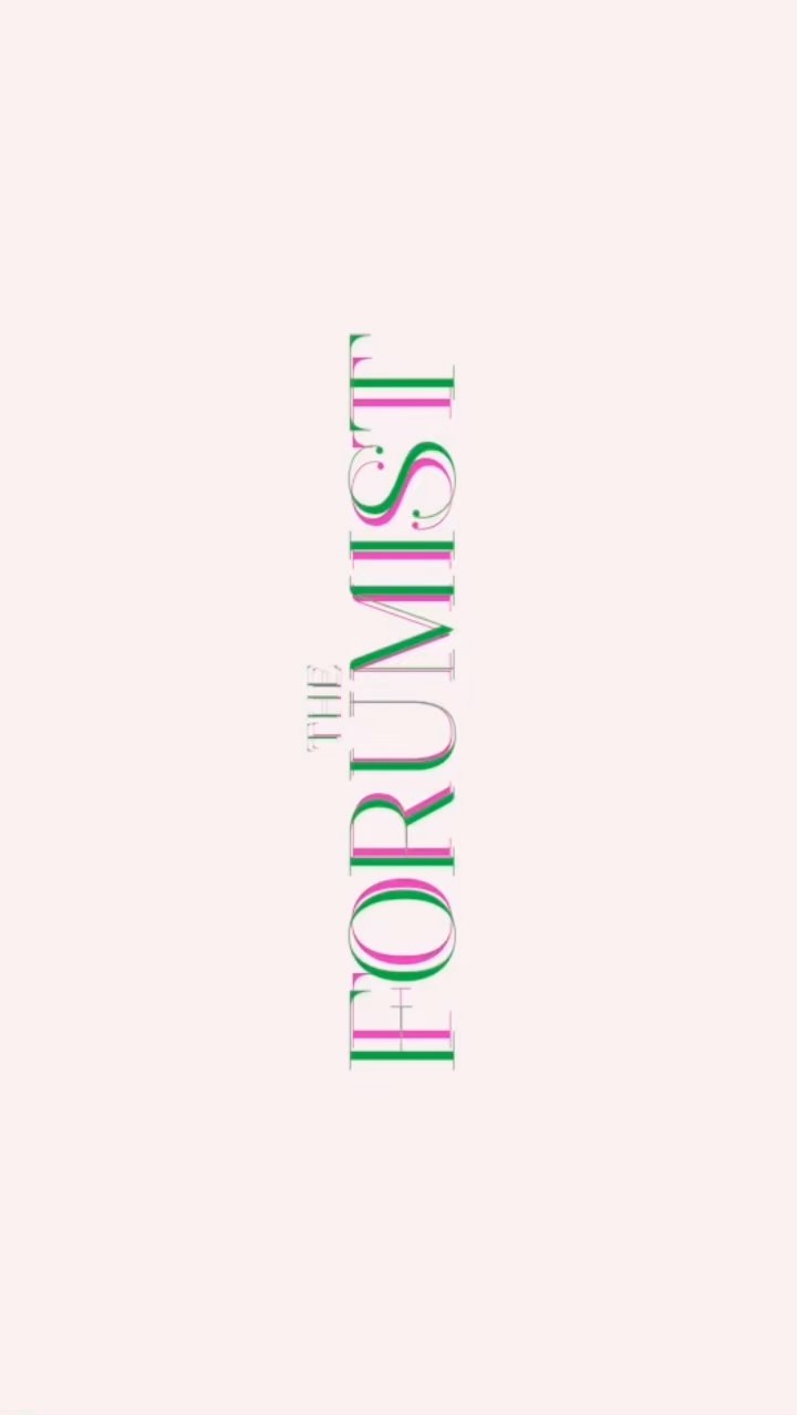 Vertical format image with 'THE FORUMIST' text, pink and green accents on light pink background, showcasing modern typography.