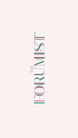 Vertical format image with 'THE FORUMIST' text, pink and green accents on light pink background, showcasing modern typography.