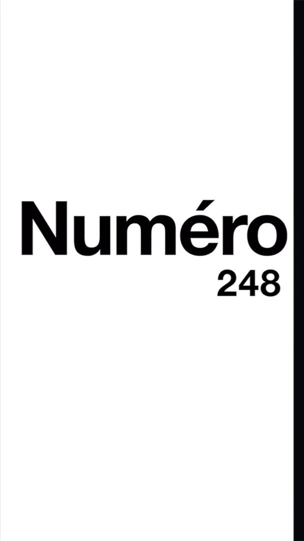 Close-up of a magazine cover against a white background. Features the title “Numéro” in bold black text with the number 248 beneath it.