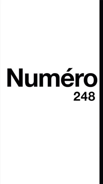 Close-up of a magazine cover against a white background. Features the title “Numéro” in bold black text with the number 248 beneath it.