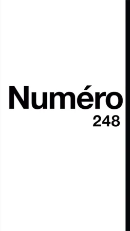 Close-up of a magazine cover against a white background. Features the title “Numéro” in bold black text with the number 248 beneath it.