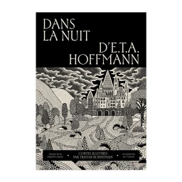 Monochrome book cover illustration featuring a detailed castle, rolling landscape, and stylized sky by illustrator Tristan Bonnemain.