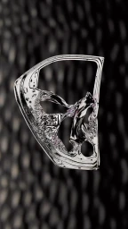 Close-up abstract shot of a reflective metallic liquid form against a dark textured background by Vinzent Britz