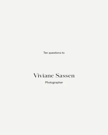 Text on a white background featuring the words 'Ten questions to Viviane Sassen Photographer' in a simple, elegant style.