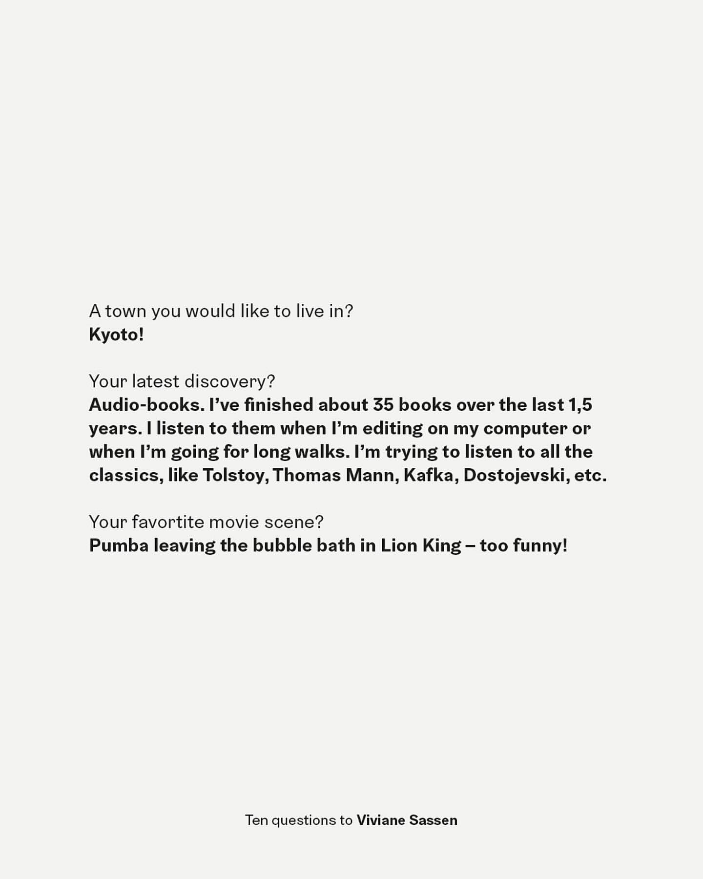 A text-based image presenting a series of interview questions and answers in a clean, minimalist style on a light background.