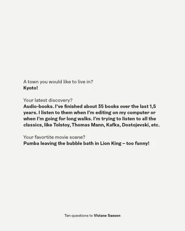 A text-based image presenting a series of interview questions and answers in a clean, minimalist style on a light background.