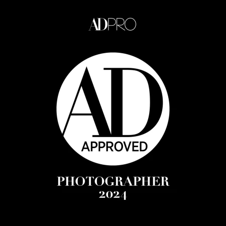 ADPRO Approved Photographer 2024 logo on a black background with white text and a white circle.