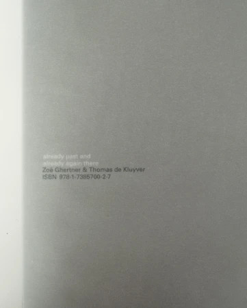 Book cover in gray tones with the title and authors listed: 'already past and already again there' by Zoë Ghertner & Thomas de Kluyver.