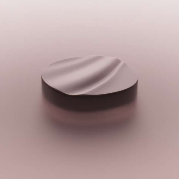 A round platform with a wave-like texture sits on a soft pink background, perfect for showcasing beauty or cosmetic products.