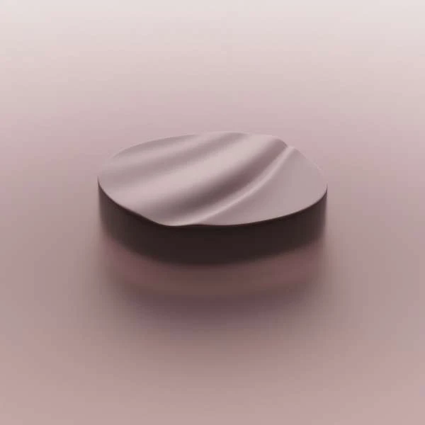 A round platform with a wave-like texture sits on a soft pink background, perfect for showcasing beauty or cosmetic products.