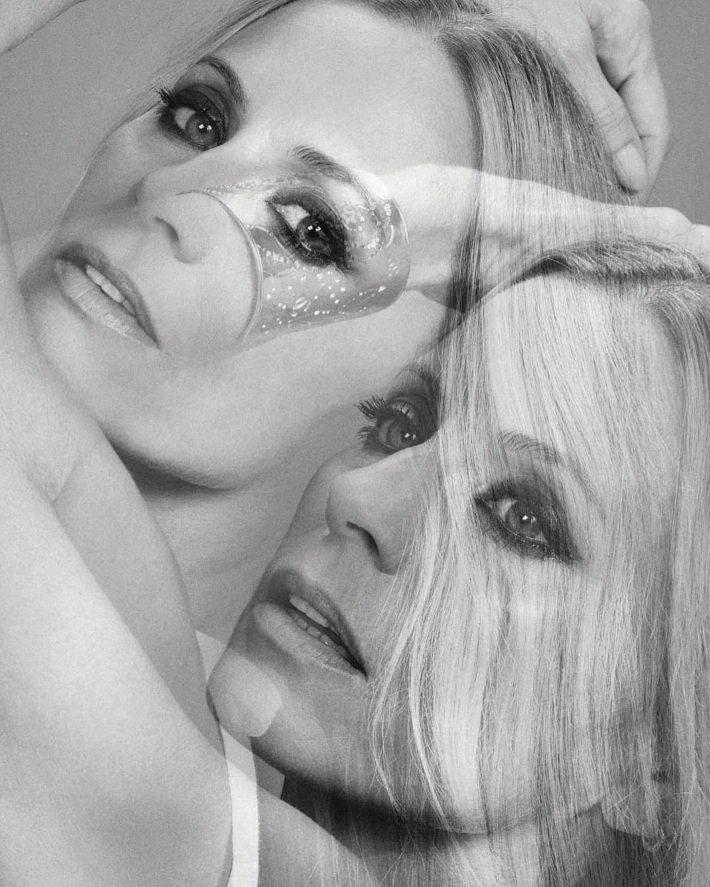 Monochrome multiple exposure portrait of a woman by photographer Vanina Sorrenti