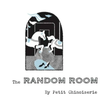 Illustration with two carousel horses facing each other, with women's high heels below, framed by a decorative archway and typography.