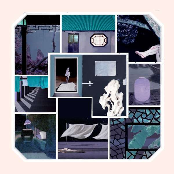 Surreal collage featuring architectural elements, water scenes, and abstract patterns in a visually rich and dreamlike composition.