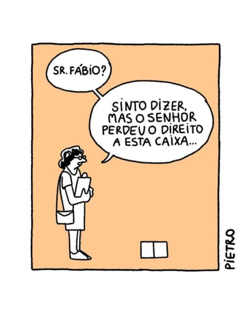 Illustration of a cartoon woman with glasses standing next to two small boxes, with speech bubbles in an apricot-colored frame.