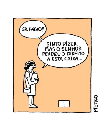 Illustration of a cartoon woman with glasses standing next to two small boxes, with speech bubbles in an apricot-colored frame.