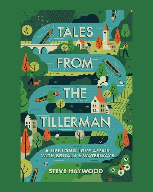 Illustrated book cover featuring waterways, houses, trees, and people enjoying outdoor activities in a vibrant, cartoonish style.