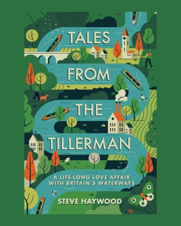 Illustrated book cover featuring waterways, houses, trees, and people enjoying outdoor activities in a vibrant, cartoonish style.