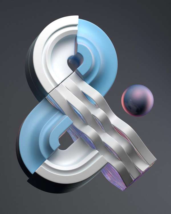 Abstract computer-generated imagery (CGI) artwork featuring geometric shapes, smooth textures, and soft lighting on a dark background.