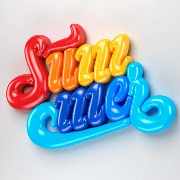 Colorful 3D render of the words "Sweet Life" in a stylized font with a shiny, balloon-like texture on a light gray background.