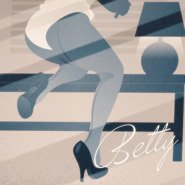 Illustration of a woman's legs in heels and a white bathing suit standing next to a table with a lamp casting shadows.