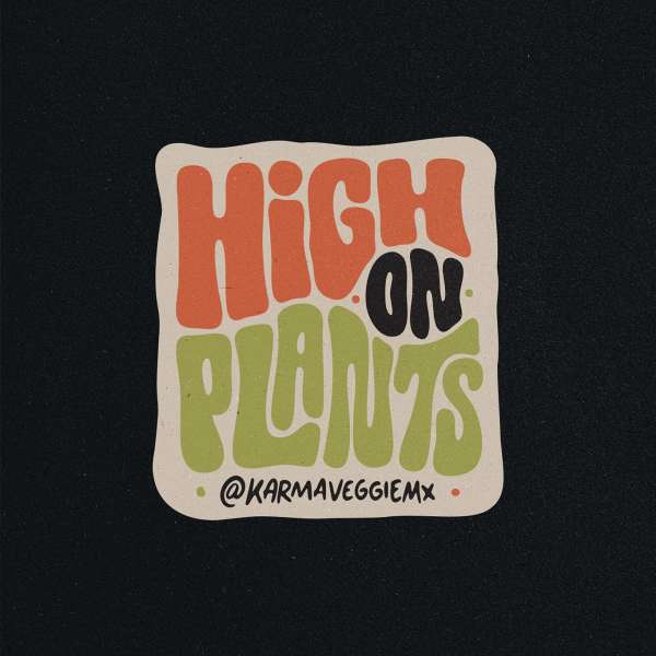 A sticker featuring the text 'High on Plants' in a retro, rounded font style, with an Instagram handle at the bottom.
