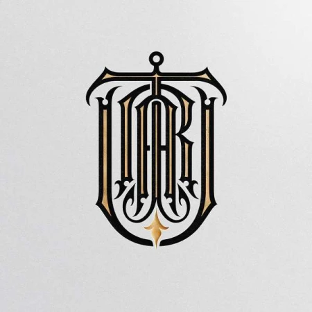 Elegant monogram logo design featuring stylized letters forming a unique emblem against a light background, suitable for branding.