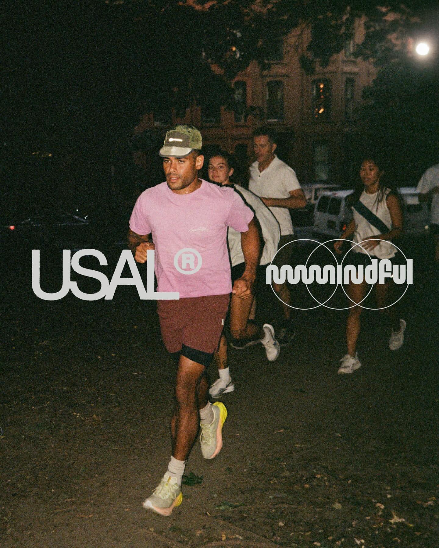 Group of diverse adults running outdoors in activewear at night, showcasing fitness, community, and urban night scene.