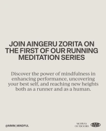 Text graphic on a light beige background promoting a running meditation series with Aingeru Zorita