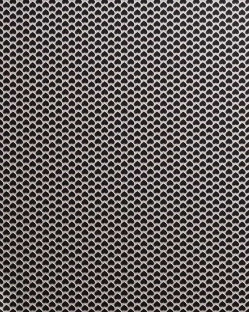 Pattern of black heart shapes on white background in a symmetrical grid design creating a visually appealing and modern texture.