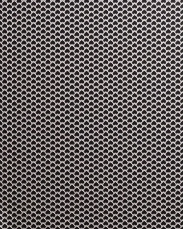 Pattern of black heart shapes on white background in a symmetrical grid design creating a visually appealing and modern texture.