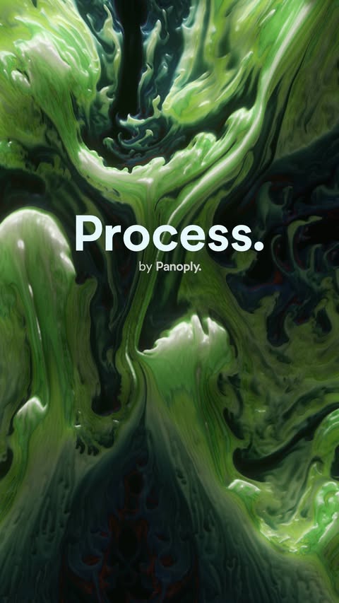 Abstract image featuring swirling green and white patterns, creating a sense of depth and movement, with the word 'Process' overlaid.