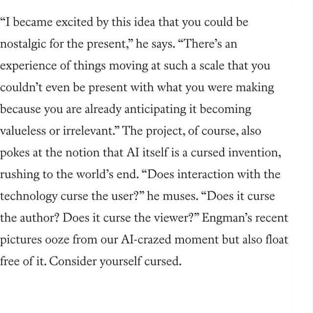 Text excerpt discusses AI, technology, and its potential implications, referencing a moment described as 'AI-crazed.'