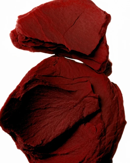 Close-up studio shot of stacked, rough-textured, burgundy-colored shale fragments against a bright white background.