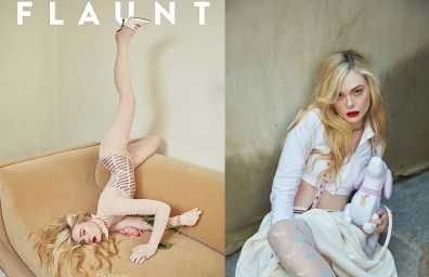 Diptyque portrait of Elle Fanning featuring make-up by Erin Monroe in Los Angeles