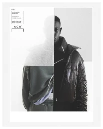 Black man wearing a black puffer jacket and ribbed turtleneck in an editorial composite fashion portrait for A-Cold-Wall