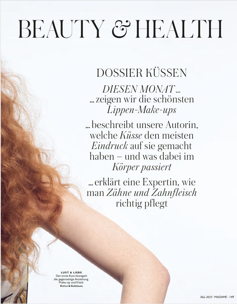 Beauty and Health magazine cover featuring a woman with red curly hair, fair skin, and the magazine's title and cover lines.