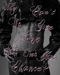 Close-up of a person wearing a textured cropped jacket and dark denim jeans with pink 3D typographic overlay text across the torso.