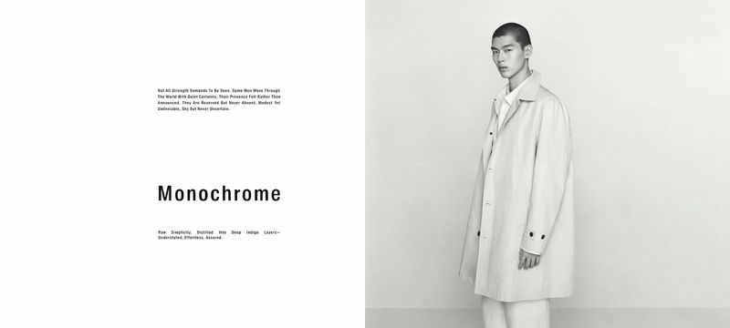 Model wearing a light coat against a plain white background for Massimo Dutti