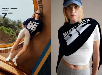 Model in dark blue Minnesota sweatshirt and grey shorts leaning against a curved archway for Lefties campaign.