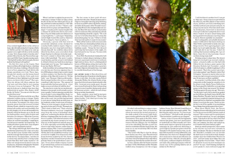 Indoor shot of a Black male model wearing a fur-collared coat, jewelry, and rectangular glasses in a fashion editorial spread.