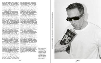 Piergiorgio Del Moro drinking from a bedazzled tumbler with straw wearing black sunglasses in a Fantastic Man magazine feature.