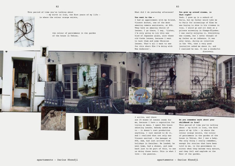Fashion editorial featuring a man on a ladder against a building with vine-covered walls, and a man standing near a building with shuttered windows.